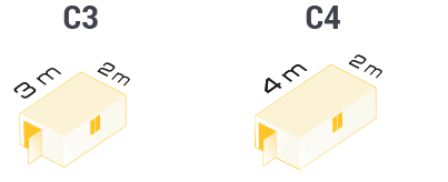 Dimensiones de casetas C3 y C4