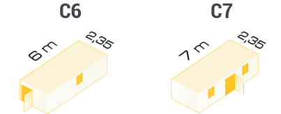 Dimensiones de casetas C6 y C7